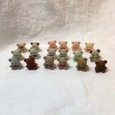 Set Of 18 Flocked Miniature 1  Teddy Bears Assorted Color