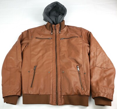 Men's Faux Leather Jacket With Hood Wantdo Men's Faux Leather