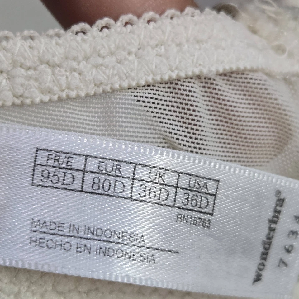 Wonderbra Women Bra 36D White Floral Balconette Underwired READ - Image 4 of 4