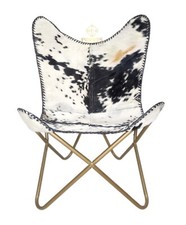 Silla Mariposa - Silla Mariposa Cuero Cabra Cabello, Negro/Blanco PL2-1.73