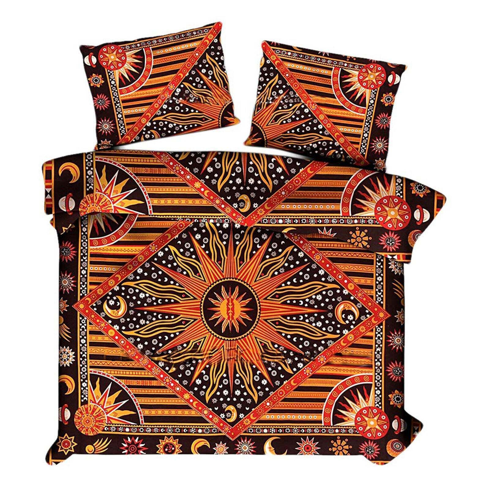 Bohemian Indian Mandala Duvet Cover Set for Double Bed Hippie Style-image