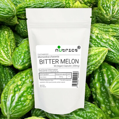 Nutrics  BITTERMELONE BITTER GOURD 300mg x 90 vegane Kapseln 100% rein 