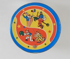Vintage Round Tin Noise Maker - Clowns