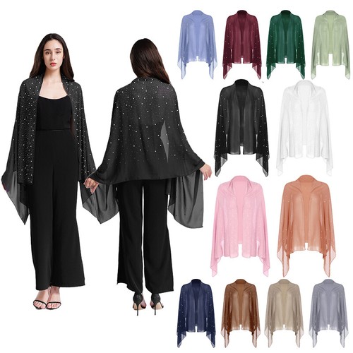 Women Scarf Chiffon Pashmina Beach Shawl Dance Banquet Party Clubwear Wraps - Picture 4 of 105