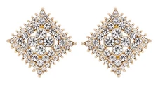 Clip On Earrings glamerous gold stud with clear diamante crystals - Alex 