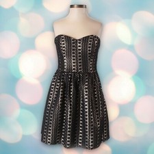 Forever 21 Women’s Black & Gold Strapless Sexy Party Cocktail Dress Size L