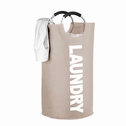 Large Laundry Basket, Collapsible Laundry Bag, Freestanding Tall 90L Khaki