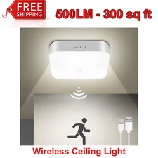 Rechargeable Motion Sensor Closet Light, Battery Operated Ceiling Light Wireless
