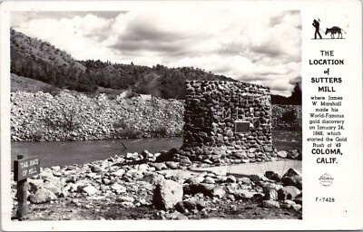 RPPC Sutter's Mill, Coloma, California - Frashers Photo Postcard - Gold Rush