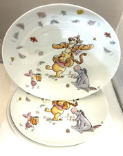3 DISNEY Winnie the Pooh DINNER PLATES, Pooh, Tigger, Eeyore, Piglet 10 7/8"