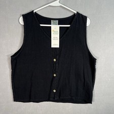 Nwt! Vintage Maya Jones Tank Vest Womens Large Black 100% Cotton Handmade