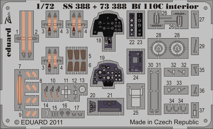 Eduard 1/72 #SS388 Zoom Photoetch set for Bf 110C interior S. A. Eduard 1/72 #SS388 Zoom Photoetch set for Bf 110C interior S. A.