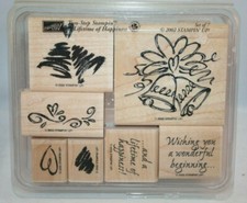 Stampin Up Rubber Stamp Set - A Lifetime of Happiness - 7 Pieces - Used