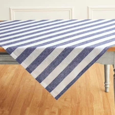 Solino Home 100% Pure Linen 52 x 52 Inch Table Throw | Cabana Stripe