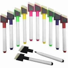 12 Magnetic White Board Marker Pen Colour Set Dry Wipe Markers Easy Wipe Shaped