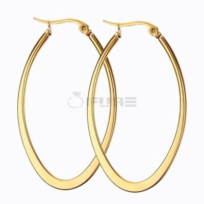 FILANGO 1 Pair Surgical Steel Oval Hoop Earrings Clip On