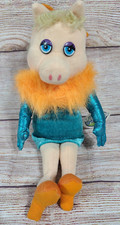 Jim Henson Muppets Plush Miss Piggy Stuffed Animal Doll Nanco Orange Blue 10"