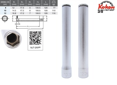 Koken 3/8'' Nut Grip Steckschlüssel extra lang