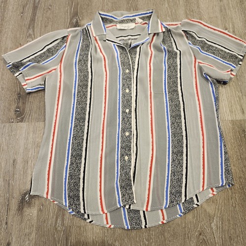 Vintage Shapely Button-Up 1-Pocket Blouse Size 16 Multicolor - Picture 8 of 8