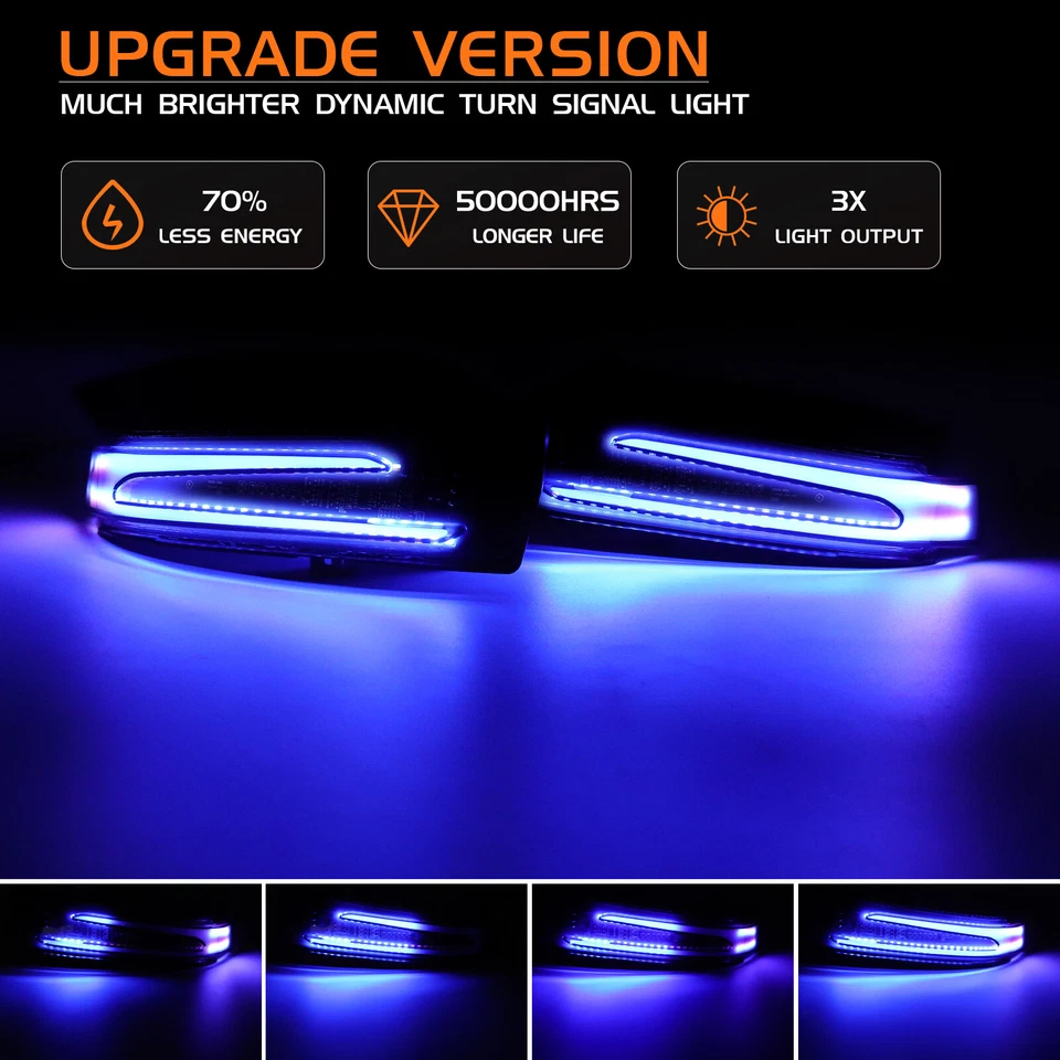 For Mercedes Benz W204 W212 W176 Dynamic LED Side Mirror Turn Signal Light Lamps - Image 2 of 4