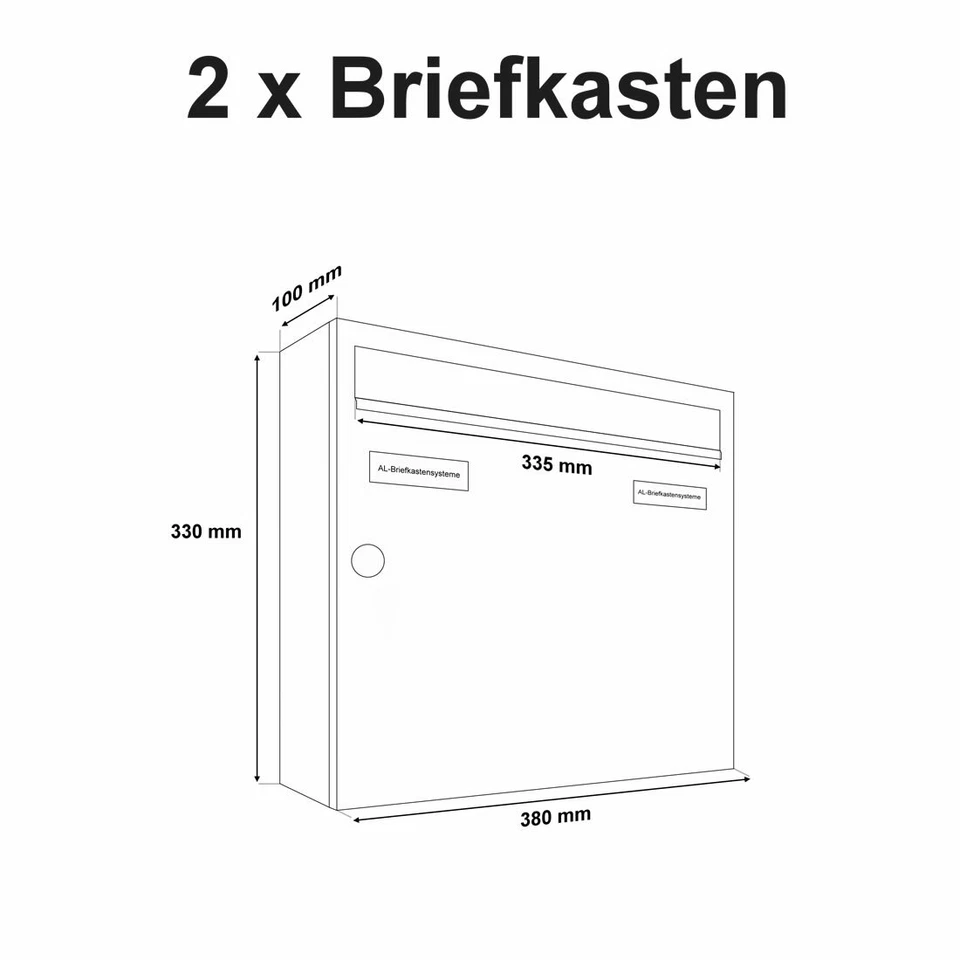 BASIC 2er Briefkasten RAL 7016 Anthrazit/RAL 9006 Weiss mit Posthaltebügel - Bild 4 von 4