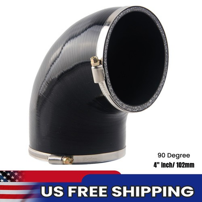 #ad #ad 4quot; 90 DEGREE ELBOW TURBO INTAKE PIPING SILICONE COUPLER BLACK HOSE 102MM w CLAMP $24.90
