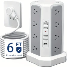 New Product: Flat Plug with USB/USB-C Ports, 8/12/16 AC Socket Power Board, Powe