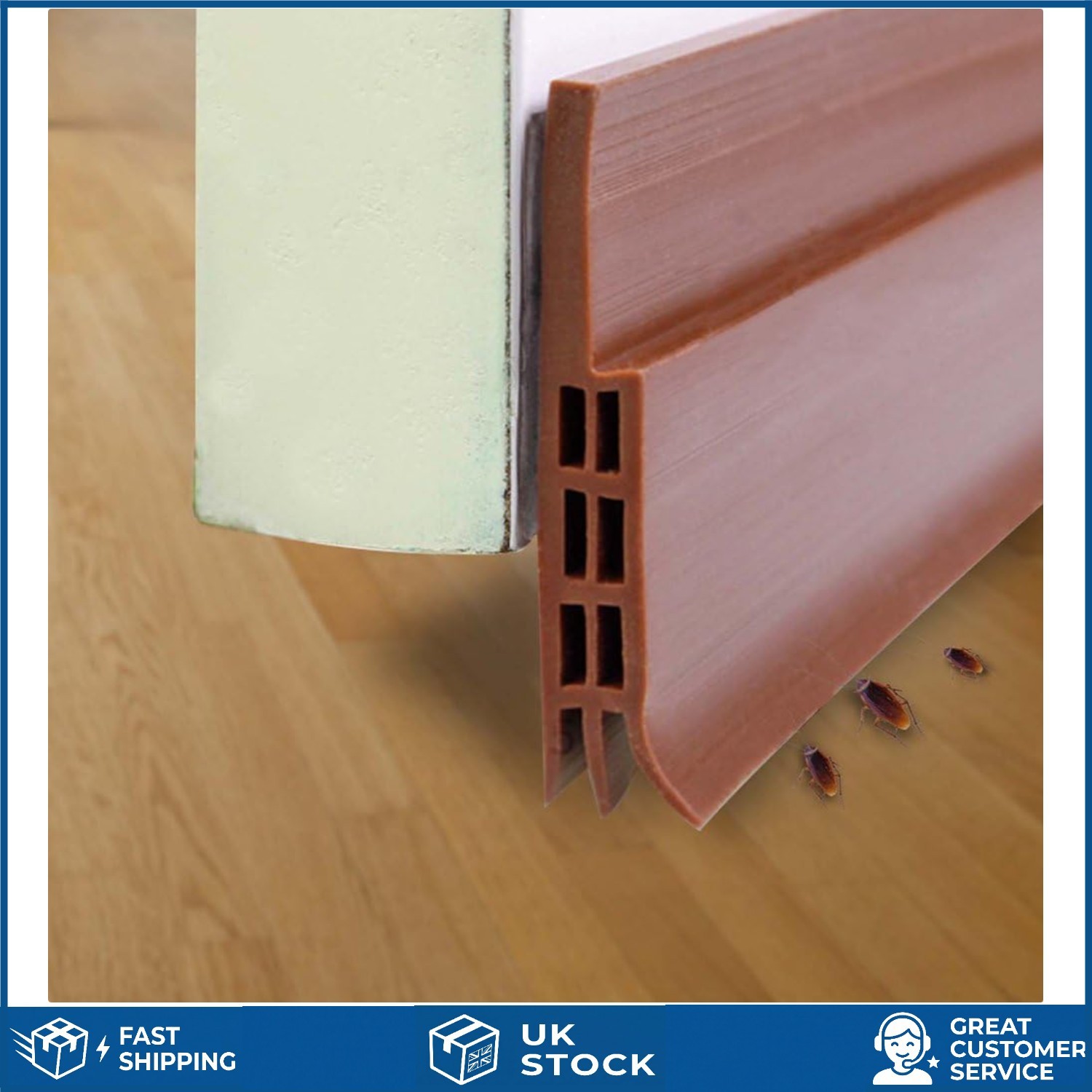 Professional Silicone Under Door Draft Stopper Soundproof Seal Brown 2x39in