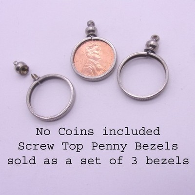 Penny Coin Bezel,Screw Top US Penny Bezel,3 Bezels per Order, NO Coins Included