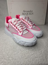 Alexander McQeen New Court Sneaker White Neon Pink Women's Trainers #8550