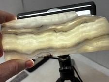 White Banded Onyx Slab Lapidary Cabbing Carving Combo Ship Avail