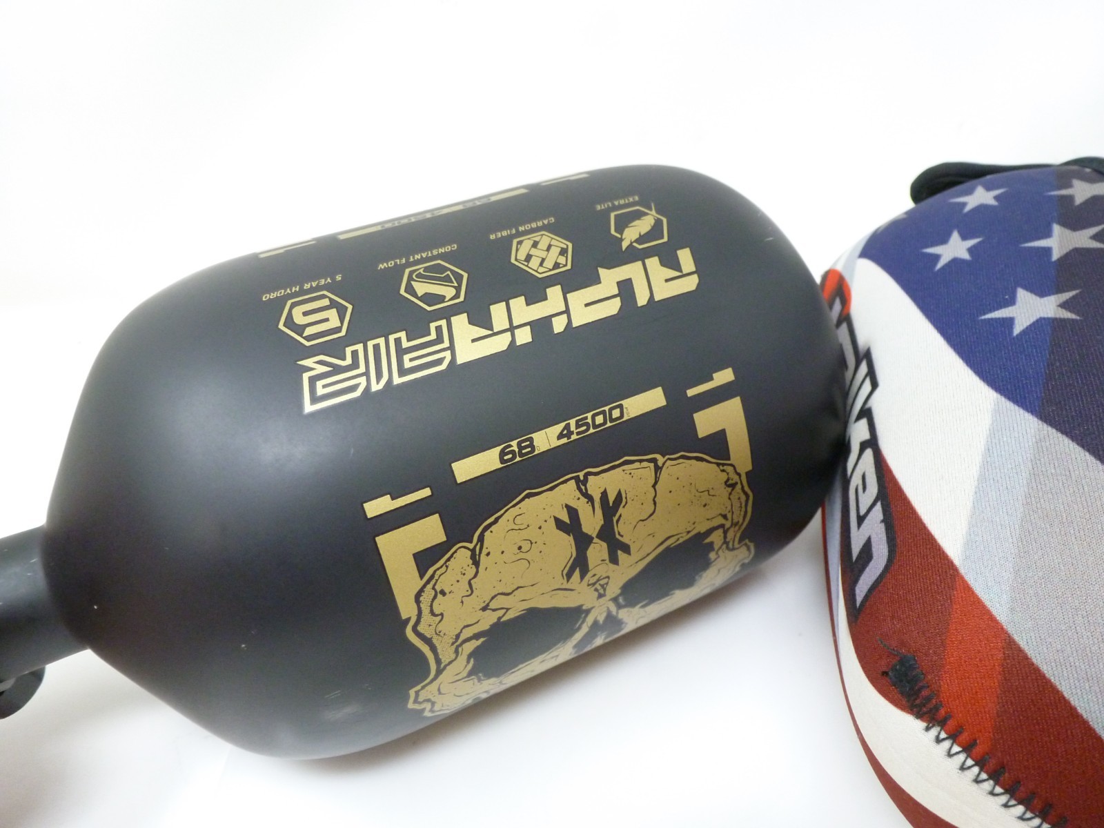 VALKEN NEOPRENE PAINTBALL USA FLAG 68 CI  CARBON FIBER TANK COVER RED WHITE BLUE