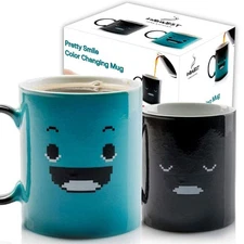 Color Changing Coffee Mug – 11oz Ceramic Heat Sensitive Cup with Funny Smile ...
