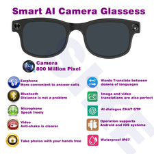 Chat-GPT AI Smart Glasses 8MP HD Video Recording Translation Bluetooth Earphone