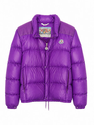 Moncler Bomber Daunenjacke ärmellos 80er Jahre Herren L lila Füllung Pre Owned