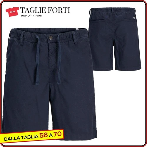 bermuda PLUS SIZES man short cotton - linen  trousers from 56 to 70 Jack Jones