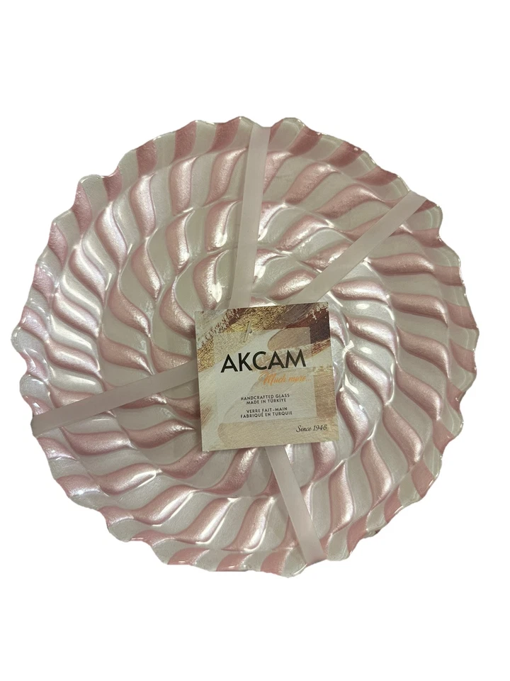 "Juego de 4 platos de aperitivo Akcam Pink Candy Swirl 7"" NUEVO Foto 3 de 4