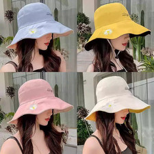 Womens Reversible Bucket Hat Embroidered Dais...