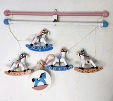 Vintage Enesco Musical Crib Mobile Rocking Horse Hush My Babe Blue  Pink