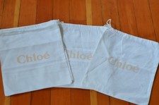 Chloe Lot Of 5 Drawstring Dust Bags White NEW 11.5" x 14"