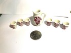 Vintage MINIATURE PORCELAIN TRANSFERWARE GRAPE MOTIF Wine SET JUG 6 Cups — photo 5