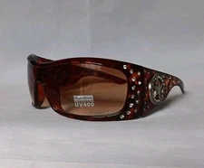 Rustic Coutures RSS001  Sunglasses Burgundy Brown Jeweled Gradient Pre-owned 