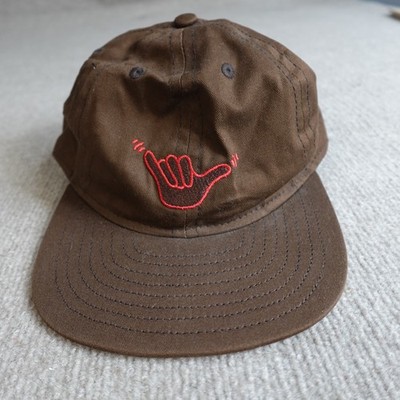 Outerknown Hat Brown Hang Loose Shaka Strapback Made in USA NEW