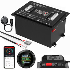 48V 51.2V 105Ah Golf Cart LiFePO4 Battery 250A BMS 6000 Cycles LCD Monitor APP