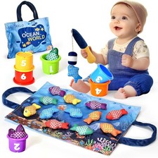 Montessori Toys for 1 Year Old Boy Girl Gifts, Cloth Fishing Game Toddler Toy...
