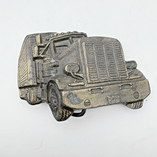 Vintage Semi Truck Brass 3D Belt Buckle Long Nose 18 Wheeler