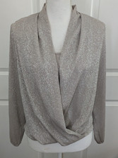 EUC Alfani Metallic Shimmer Surplice Wrap Blo...