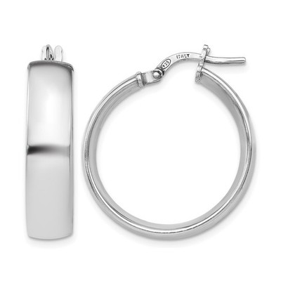 Sterling Silver Rhodium-plated Polished Hinged Hoop Earrings 3.31gm