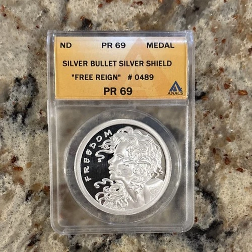 Silver Bullet Silver Shield Silver Round Collectible Medal 69 Anacs 1 oz