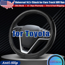 For Toyota Camry Car Steering Wheel Cover Genuine Leather Black 15 Diameter Us